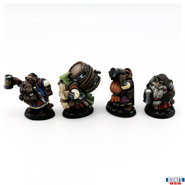 Reaper 30139: Townsfolk: Dwarven Brewmeister and Patrons (4) Bones USA Reaper Legends