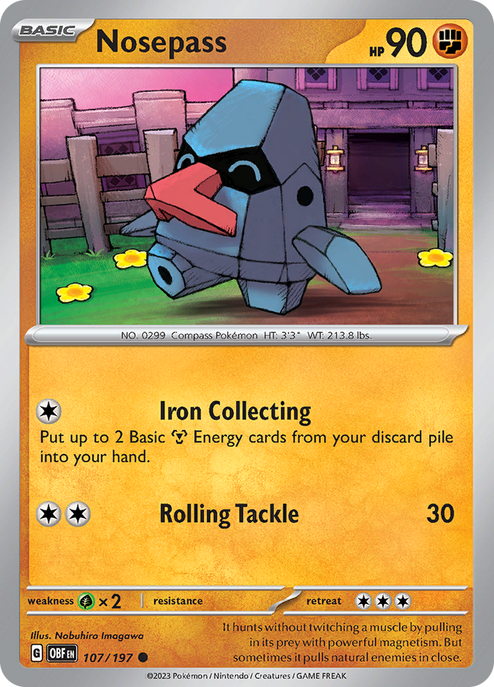 Pokemon | Nosepass (107/197) [Scarlet & Violet: Obsidian Flames] | The Nerd Merchant