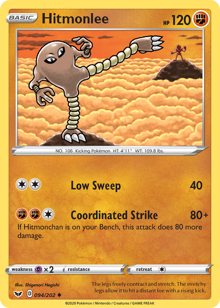 Pokemon | Hitmonlee (094/202) [Sword & Shield: Base Set] | The Nerd Merchant