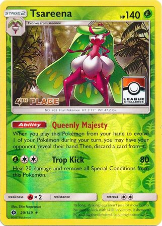 Pokemon | Tsareena (20/149) (League 4th Place) [Sun & Moon: Base Set] | The Nerd Merchant