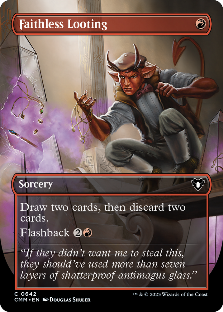 Magic | Faithless Looting (Borderless Alternate Art) [Commander Masters] | The Nerd Merchant