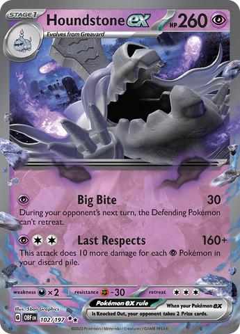 Pokemon | Houndstone ex (102/197) [Scarlet & Violet: Obsidian Flames] | The Nerd Merchant