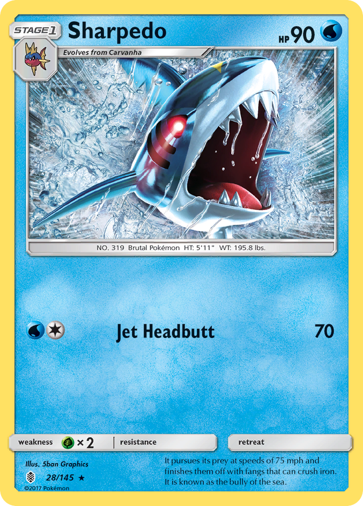 Pokemon | Sharpedo (28/145) [Sun & Moon: Guardians Rising] | The Nerd Merchant