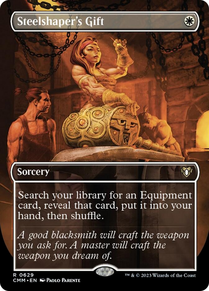Magic | Steelshaper's Gift (Borderless Alternate Art) [Commander Masters] | The Nerd Merchant