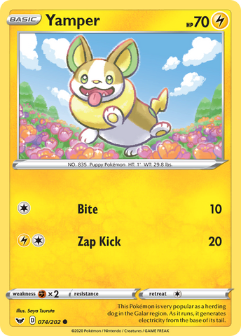 Pokemon | Yamper (074/202) [Sword & Shield: Base Set] | The Nerd Merchant