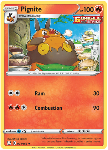 Pokemon | Pignite (024/163) [Sword & Shield: Battle Styles] | The Nerd Merchant