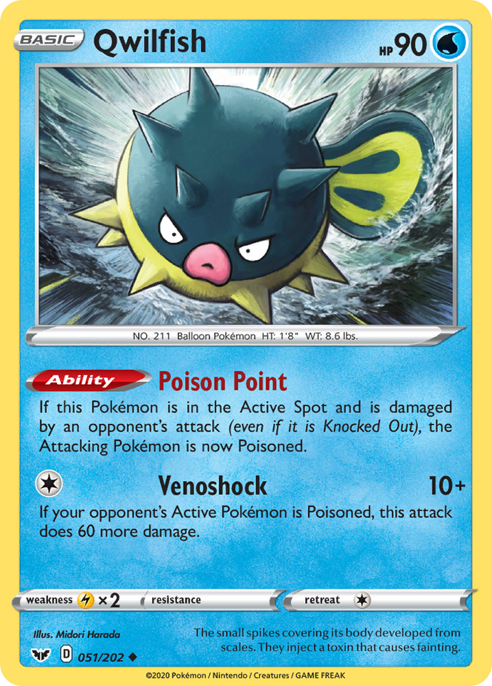 Pokemon | Qwilfish (051/202) [Sword & Shield: Base Set] | The Nerd Merchant