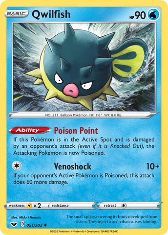 Pokemon | Qwilfish (051/202) [Sword & Shield: Base Set] | The Nerd Merchant