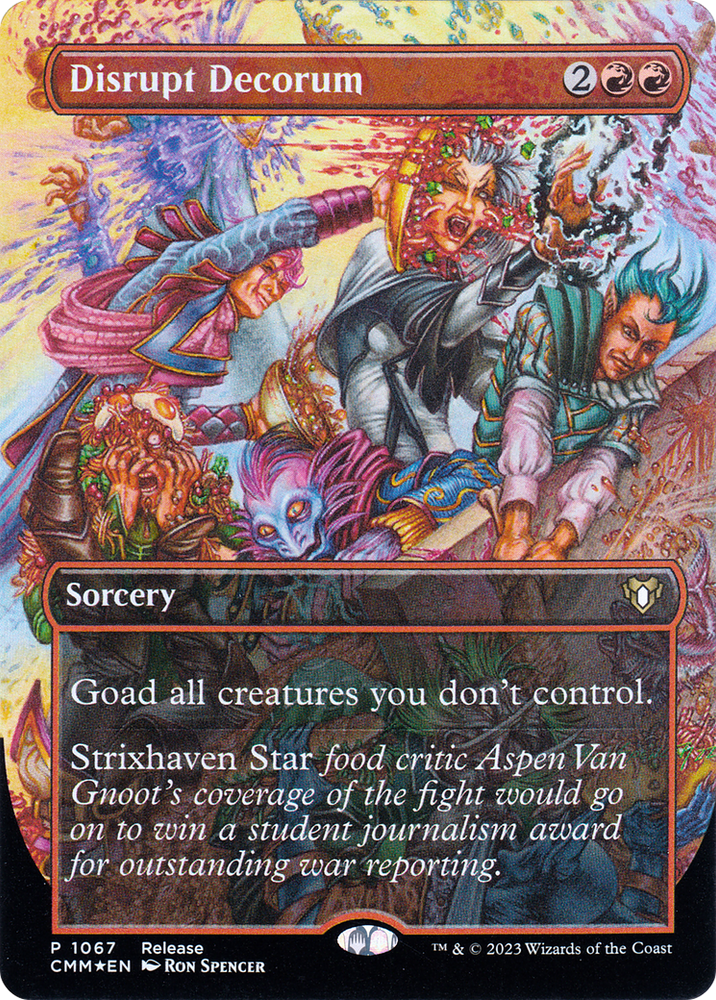 Magic | Disrupt Decorum (Borderless Alternate Art) [Commander Masters] | The Nerd Merchant