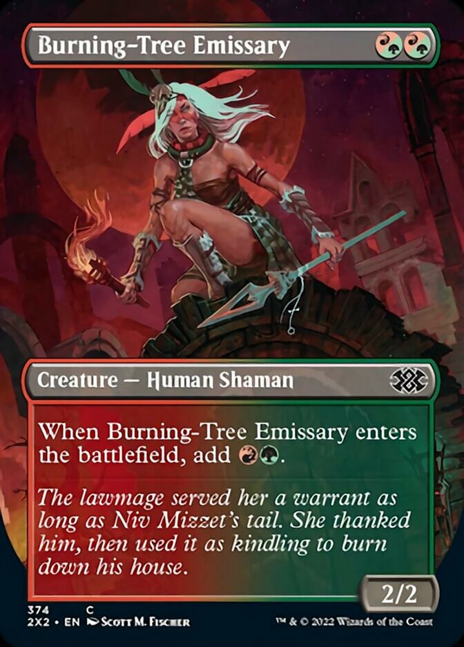 Magic | Burning-Tree Emissary (Borderless Alternate Art) [Double Masters 2022] | The Nerd Merchant