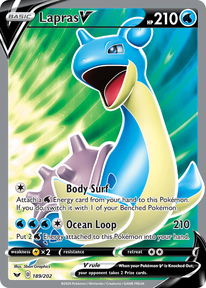 Pokemon | Lapras V (189/202) [Sword & Shield: Base Set] | The Nerd Merchant