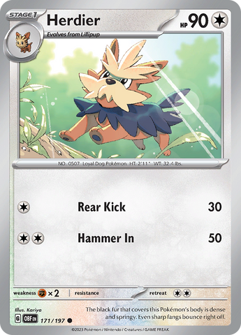 Pokemon | Herdier (171/197) [Scarlet & Violet: Obsidian Flames] | The Nerd Merchant