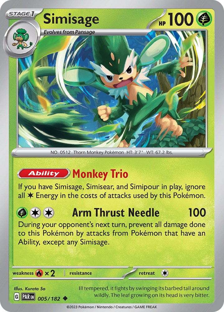 Pokemon | Simisage (005/182) [Scarlet & Violet: Paradox Rift] | The Nerd Merchant