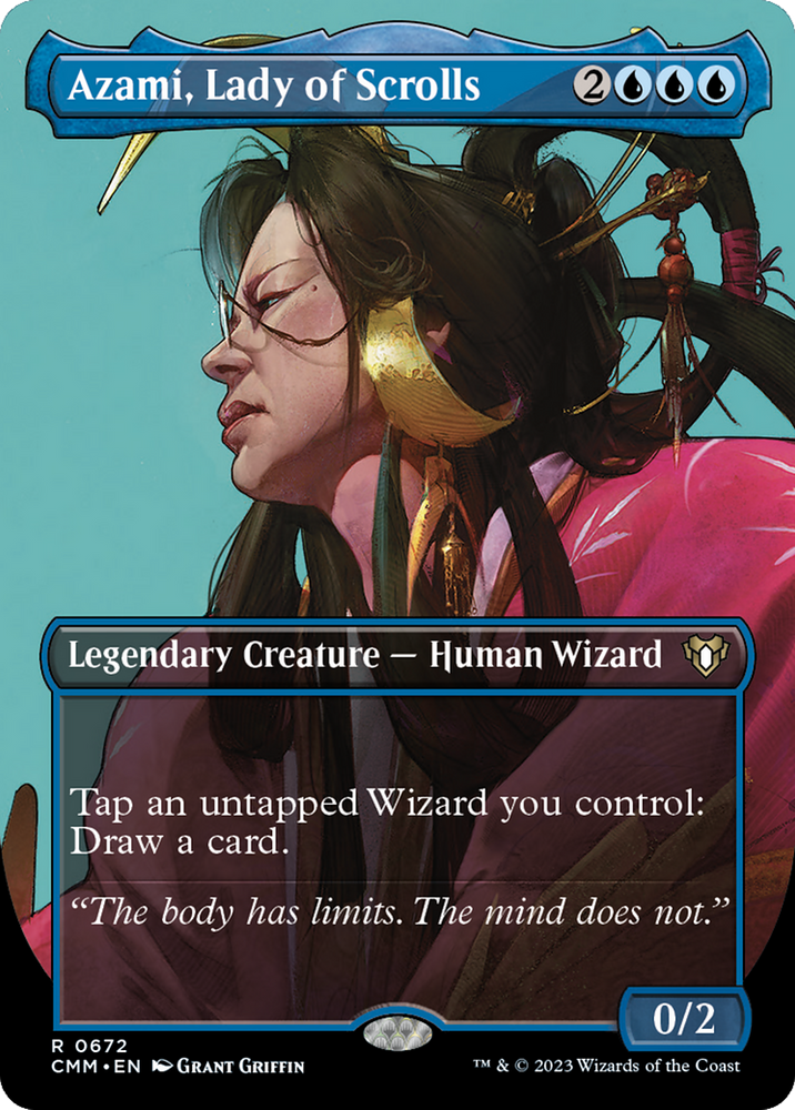Magic | Azami, Lady of Scrolls (Borderless Profile) [Commander Masters] | The Nerd Merchant