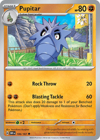 Pokemon | Pupitar (106/197) [Scarlet & Violet: Obsidian Flames] | The Nerd Merchant