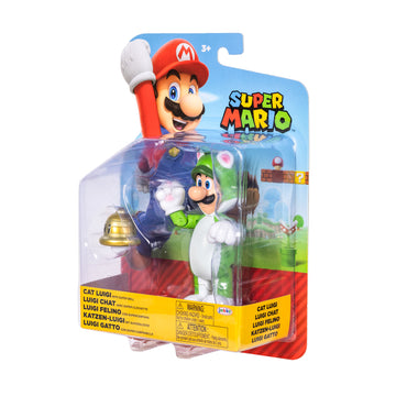 Jakks Pacific - Super Mario 4.0in Figures - Cat Luigi w/ Bell
