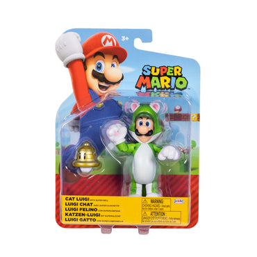 Jakks Pacific - Super Mario 4.0in Figures - Cat Luigi w/ Bell