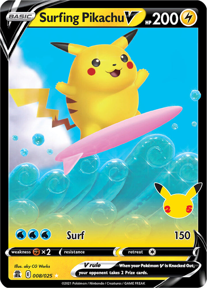 Pokemon | Surfing Pikachu V (008/025) [Celebrations: 25th Anniversary] | The Nerd Merchant