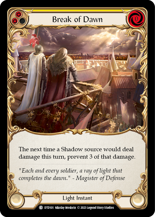 Flesh and Blood TCG | Break of Dawn (Yellow) [DTD101] (Dusk Till Dawn)  Rainbow Foil | The Nerd Merchant