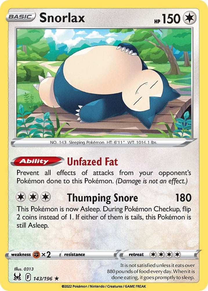 Pokemon | Snorlax (143/196) [Sword & Shield: Lost Origin] | The Nerd Merchant
