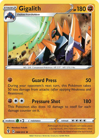 Pokemon | Gigalith (088/203) [Sword & Shield: Evolving Skies] | The Nerd Merchant