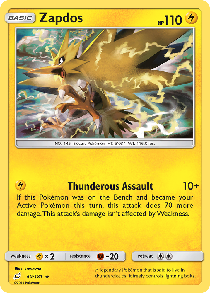 Pokemon | Zapdos (40/181) [Sun & Moon: Team Up] | The Nerd Merchant