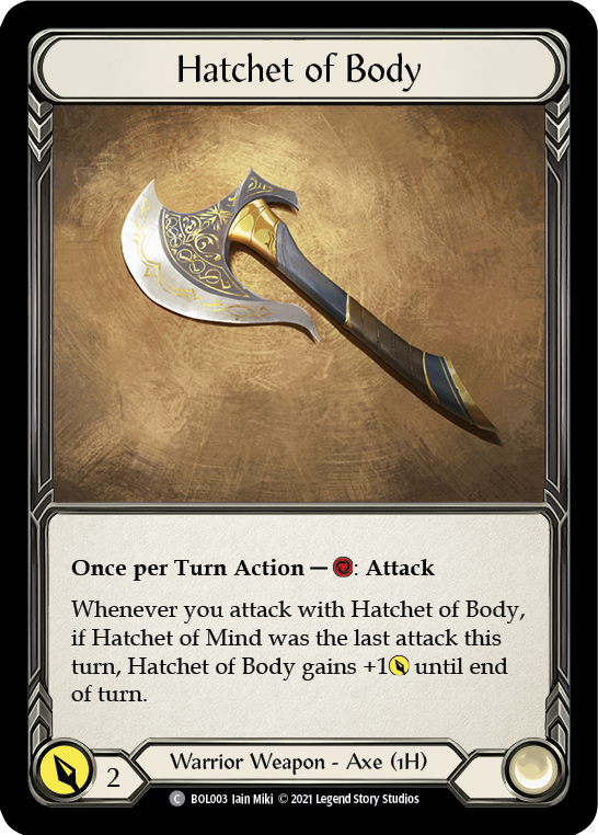 Flesh and Blood TCG | Hatchet of Body [BOL003] (Monarch Boltyn Blitz Deck) | The Nerd Merchant