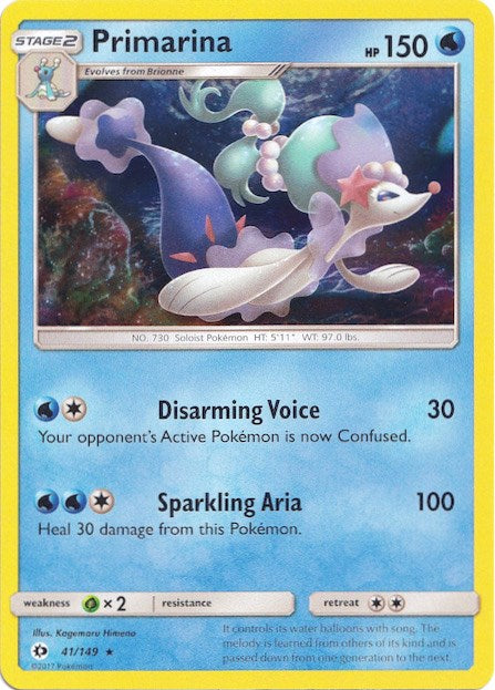 Pokemon | Primarina (41/149) (Water Web Holo) [Sun & Moon: Base Set] | The Nerd Merchant