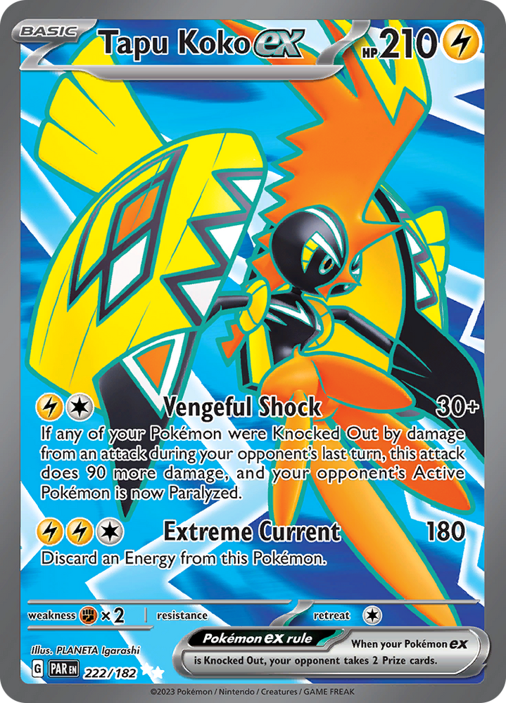 Pokemon | Tapu Koko ex (222/182) [Scarlet & Violet: Paradox Rift] | The Nerd Merchant