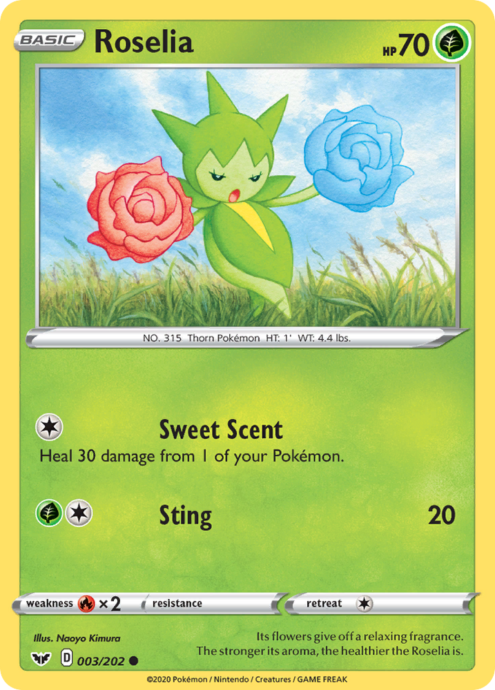 Pokemon | Roselia (003/202) [Sword & Shield: Base Set] | The Nerd Merchant