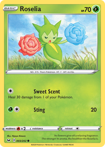 Pokemon | Roselia (003/202) [Sword & Shield: Base Set] | The Nerd Merchant