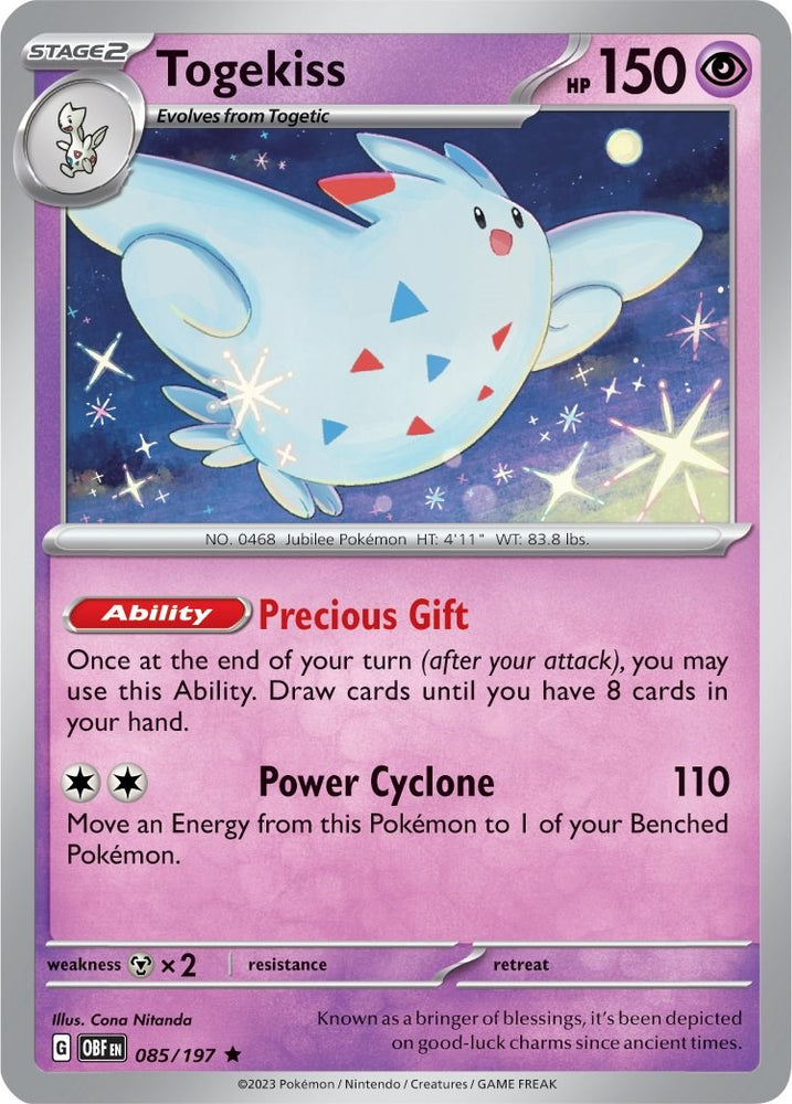 Pokemon | Togekiss (085/197) (Theme Deck Exclusive) [Scarlet & Violet: Obsidian Flames] | The Nerd Merchant