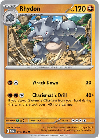 Pokemon | Rhydon (112/165) [Scarlet & Violet 151] | The Nerd Merchant