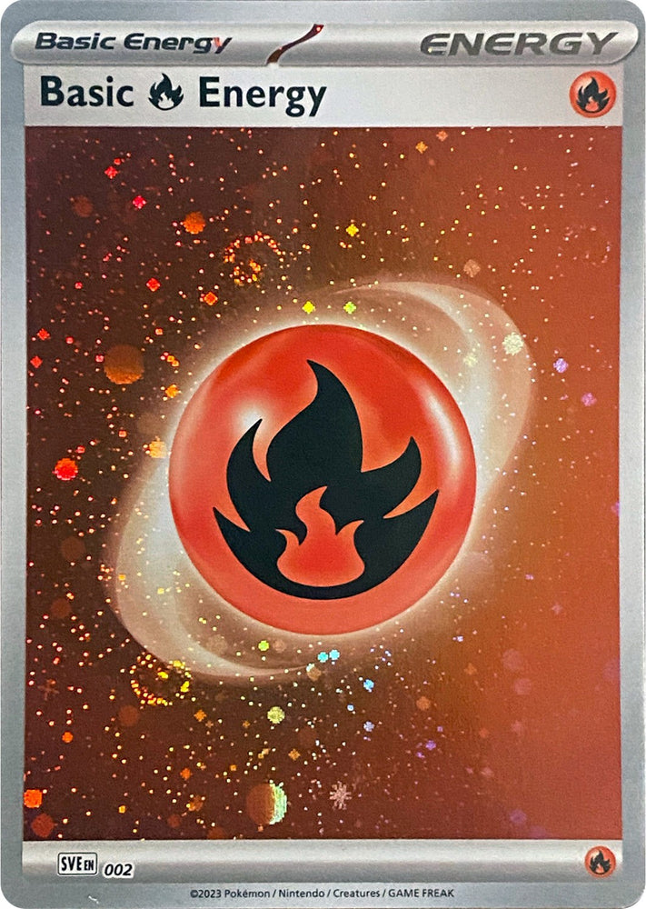 Pokemon | Basic Fire Energy (002) (Cosmos Holo) [Scarlet & Violet: Base Set] | The Nerd Merchant