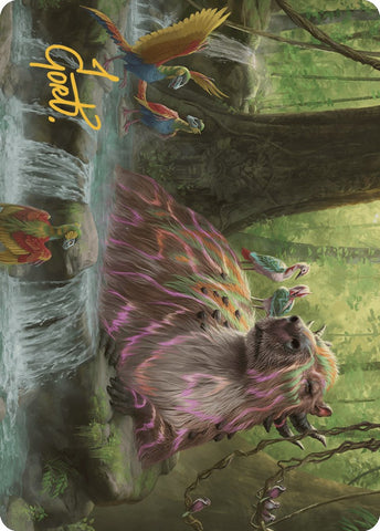 Magic | Basking Capybara Art Card (Gold-Stamped Signature) [The Lost Caverns of Ixalan Art Series] | The Nerd Merchant