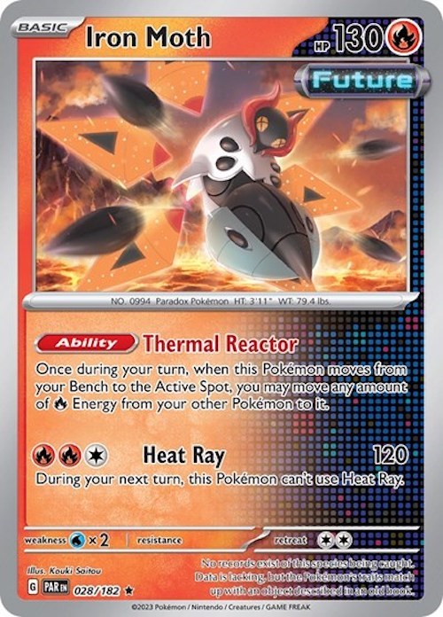Pokemon | Iron Moth (028/182) (Cosmos Holo) [Scarlet & Violet: Paradox Rift] | The Nerd Merchant