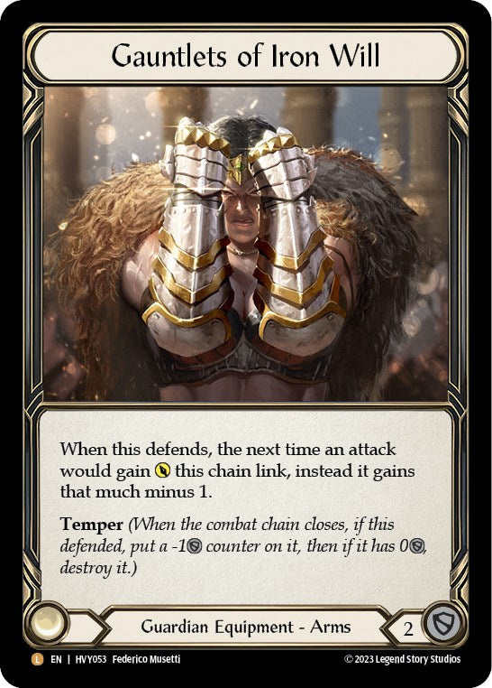 Flesh and Blood TCG | Gauntlets of Iron Will [HVY053] (Heavy Hitters)  Rainbow Foil | The Nerd Merchant