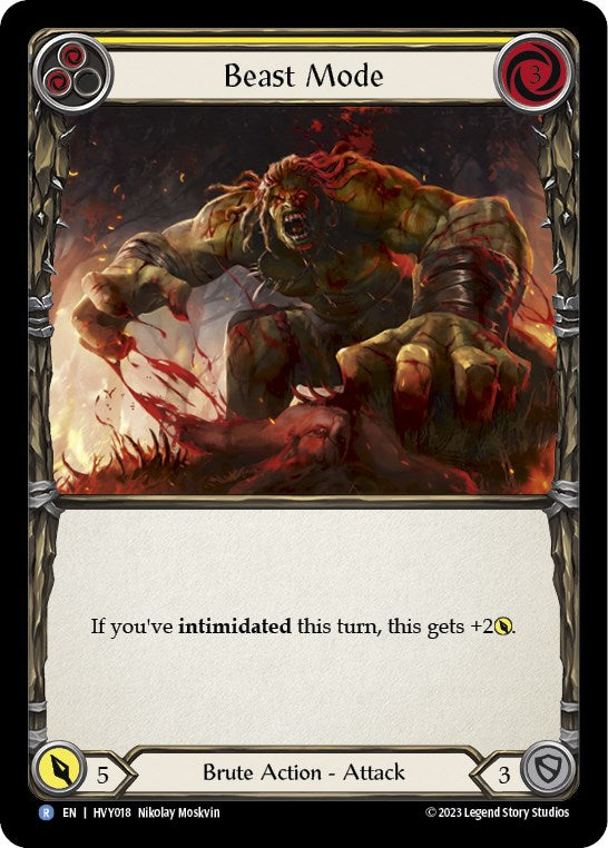 Flesh and Blood TCG | Beast Mode (Yellow) [FAB-HVY-018] (Heavy Hitters)  Rainbow Foil | The Nerd Merchant