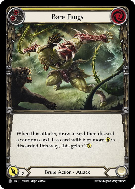 Flesh and Blood TCG | Bare Fangs (Yellow) [HVY030] (Heavy Hitters) | The Nerd Merchant