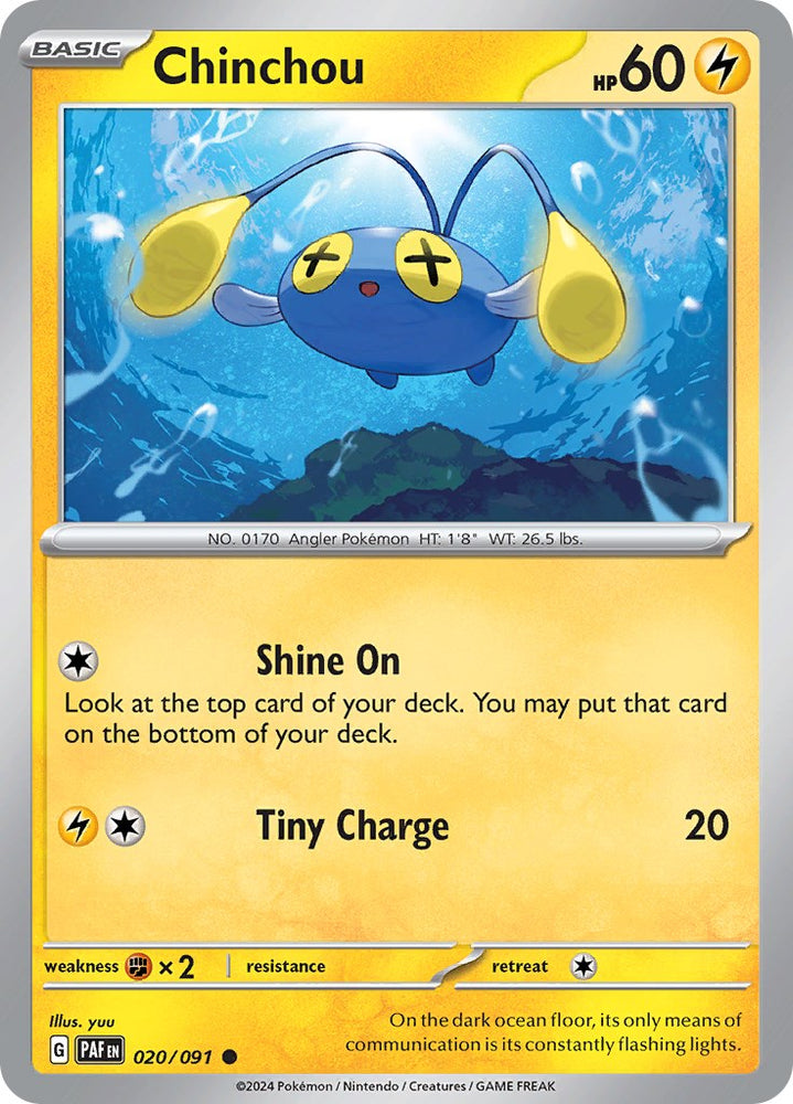 Pokemon | Chinchou (020/091) [Scarlet & Violet: Paldean Fates] | The Nerd Merchant
