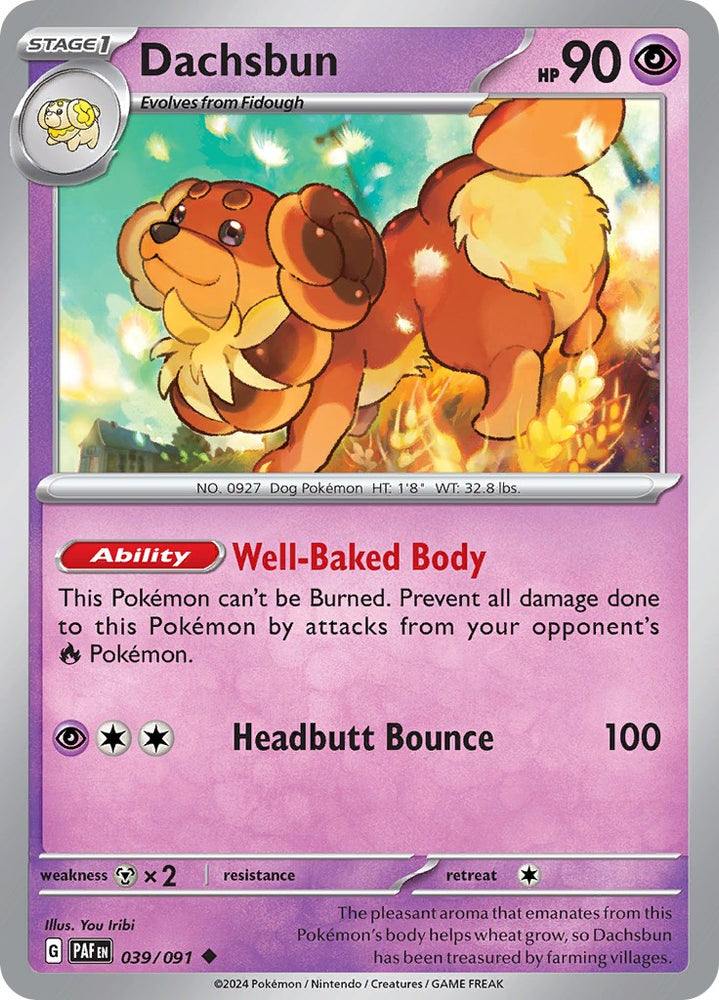 Pokemon | Dachsbun (039/091) [Scarlet & Violet: Paldean Fates] | The Nerd Merchant