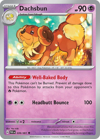 Pokemon | Dachsbun (039/091) [Scarlet & Violet: Paldean Fates] | The Nerd Merchant