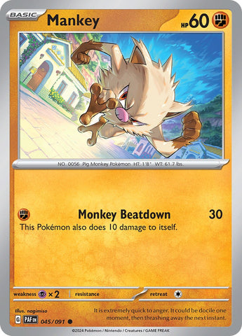 Pokemon | Mankey (045/091) [Scarlet & Violet: Paldean Fates] | The Nerd Merchant