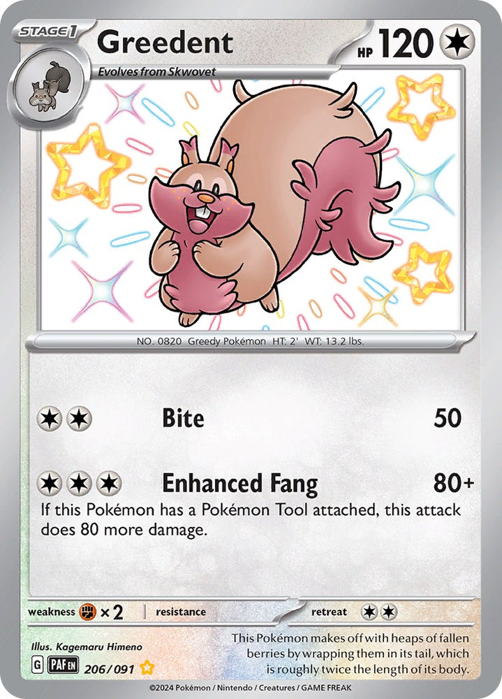 Pokemon | Greedent (206/091) [Scarlet & Violet: Paldean Fates] | The Nerd Merchant