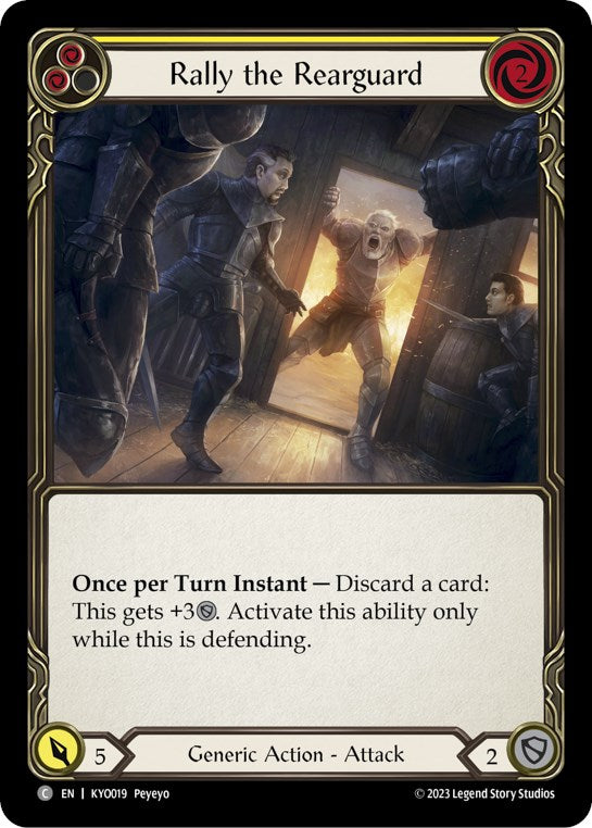 Flesh and Blood TCG | Rally the Rearguard (Yellow) [KYO019] (Heavy Hitters Kayo Blitz Deck) | The Nerd Merchant