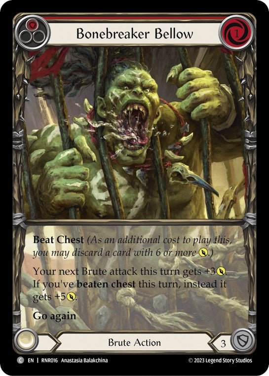Flesh and Blood TCG | Bonebreaker Bellow (Red) [RNR016] (Rhinar Hero Deck) | The Nerd Merchant
