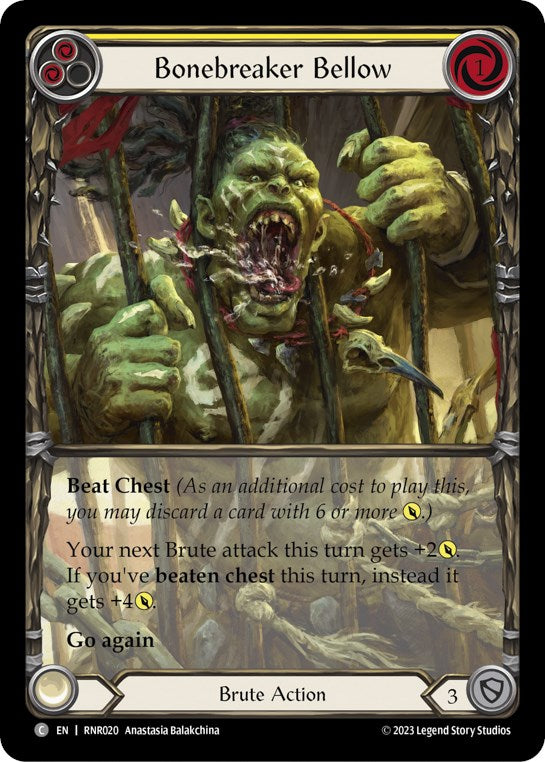 Flesh and Blood TCG | Bonebreaker Bellow (Yellow) [RNR020] (Rhinar Hero Deck) | The Nerd Merchant