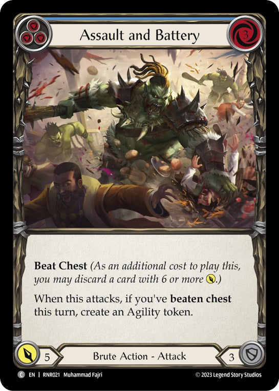 Flesh and Blood TCG | Assault and Battery (Blue) [RNR021] (Rhinar Hero Deck) | The Nerd Merchant