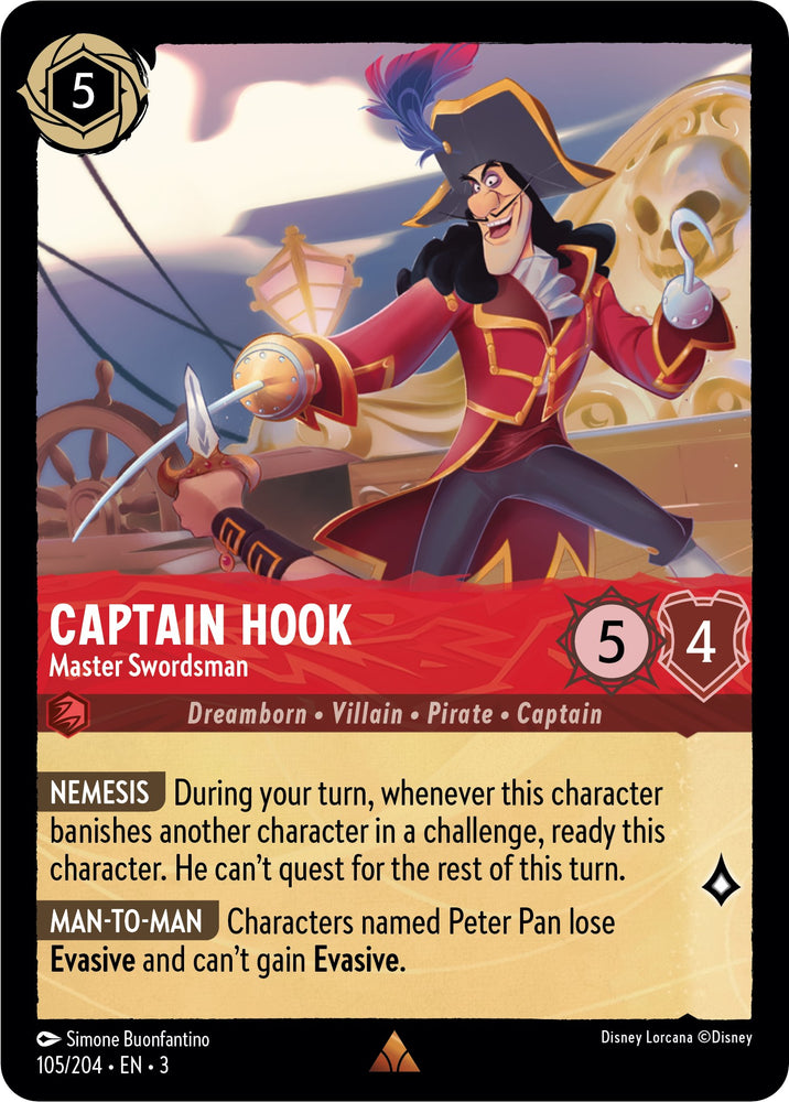 Lorcana | Captain Hook - Master Swordsman (105/204) [Into the Inklands] | The Nerd Merchant