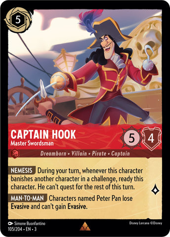 Lorcana | Captain Hook - Master Swordsman (105/204) [Into the Inklands] | The Nerd Merchant